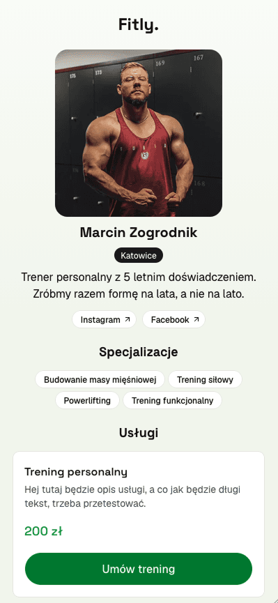 Profil trenera w Fitly